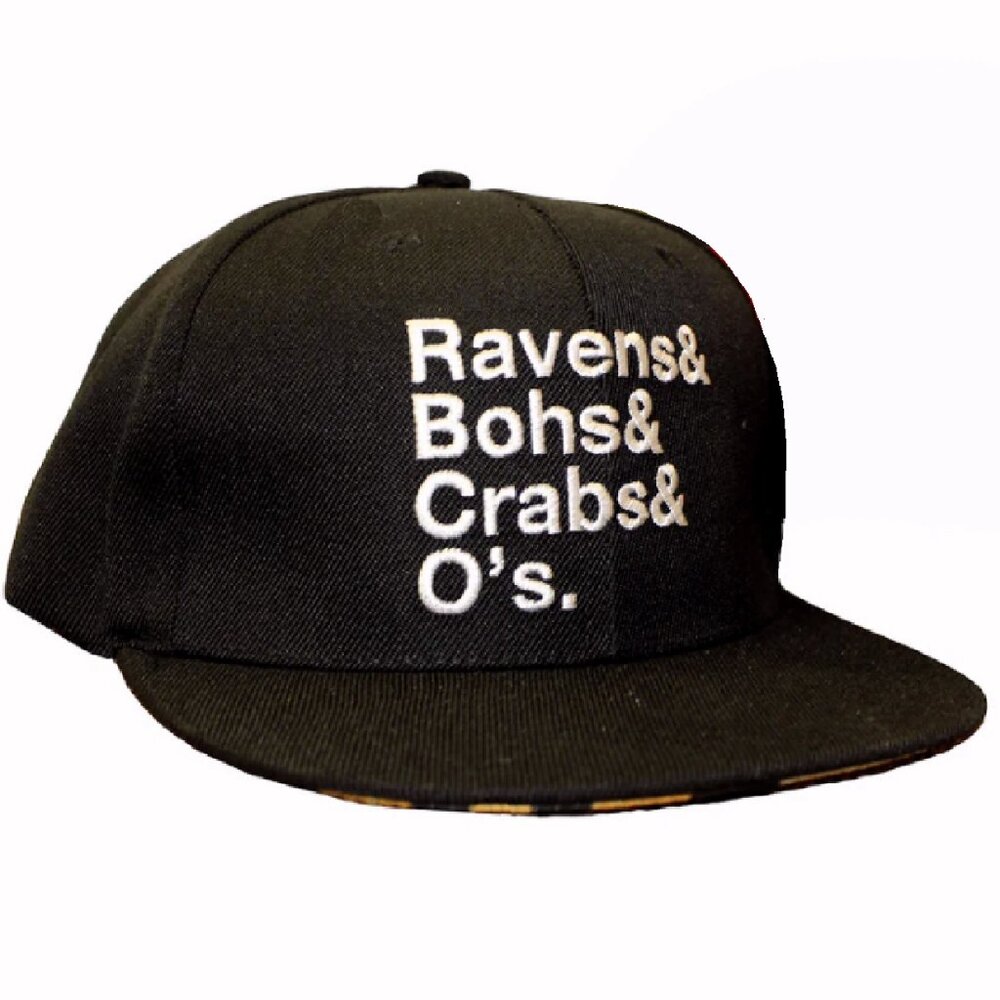 Ravens & Bohs & Crabs & O’s Black Cap Hat - NEW Fast Ship